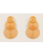 Pendientes discos rayados esmaltados ocres.