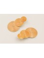 Pendientes discos rayados esmaltados ocres.