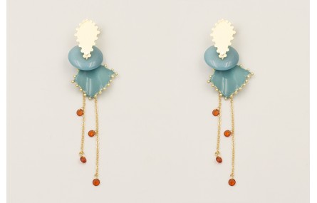 Pendientes triangulo dentado dorado mate con disco