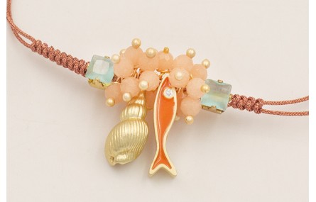 Pulsera hilo macramé oro rosa con nudo serpiente, 