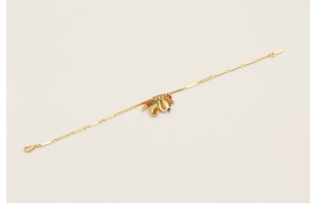 Pulsera cadena listones dorada mate con centro lle