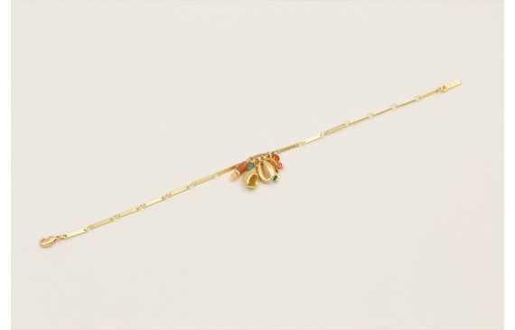 Pulsera cadena listones dorada mate con centro lle