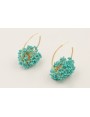 Pendientes aro labrado con ramas de abalorio turqu