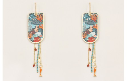 Pendientes semi ovalado con brillos, colgante piez