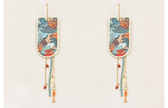 Pendientes semi ovalado con brillos, colgante piez