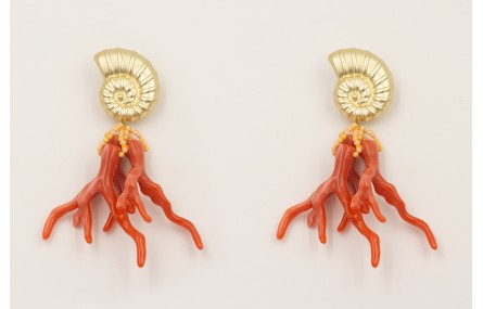 Pendientes perno cracola grande dorada mate con co