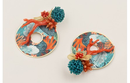 Pendientes perno disco facetadas engarzadas azul p