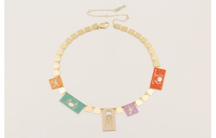 Collar cadena cuadrados colgando con colgantes esm