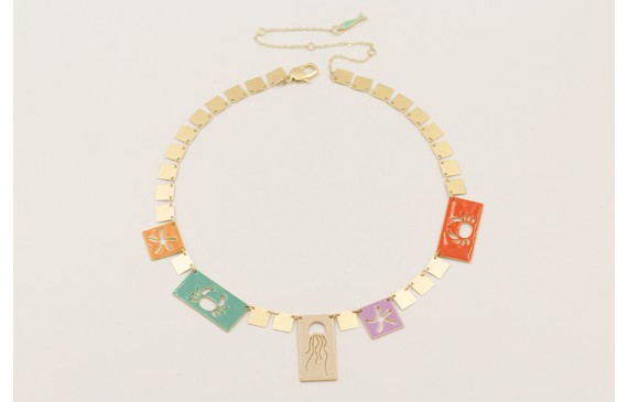 Collar cadena cuadrados colgando con colgantes esm