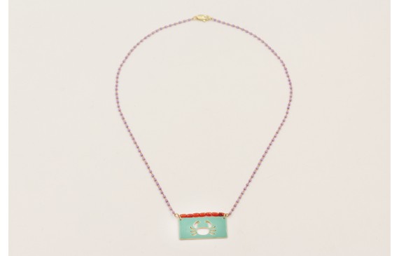 Collar cadena miyuki lila con rectangulo calado ca