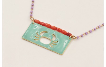 Collar cadena miyuki lila con rectangulo calado ca