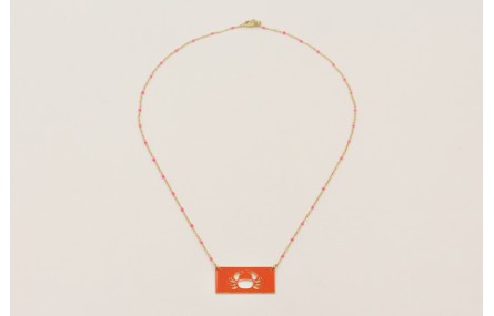 Collar cadena micro esmlate fucsia con colgante re