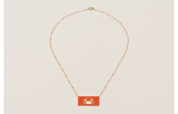 Collar cadena micro esmlate fucsia con colgante re