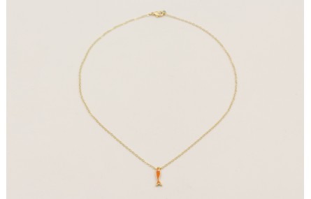 Solitario cadena eslabón pequeño con pez esmaltado