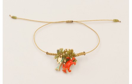 Pulsera hilo dorado nudo macrame con centro de bur