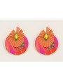 Pendientes flor pétalos coral colgante disco pimie