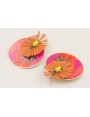 Pendientes flor pétalos coral colgante disco pimie