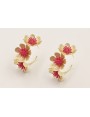 Pendientes aro 3 flores con estrellas coral esmalt