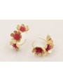 Pendientes aro 3 flores con estrellas coral esmalt