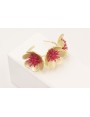 Pendientes aro 3 flores con estrellas coral esmalt