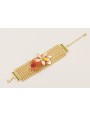 Pulsera malla con flor beige, mariposa naranja,est