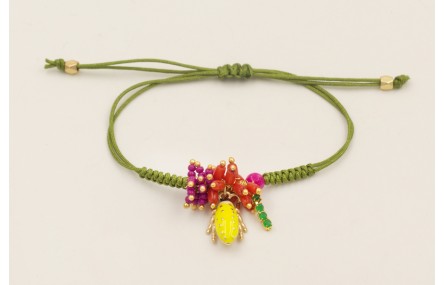 Pulsera hilo verde oliva con nudo serpiente, burru