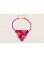 Collar seda natural rellena fucsia con flores de s