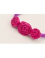 Pulsera seda natural rellena morada con 3  flores 