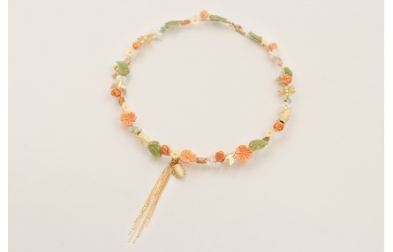 Collar rigido con flores de resina de coral, bolit
