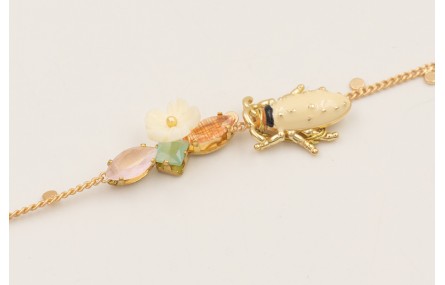 Pulsera cadena chapitas dorada mate con cabujones 