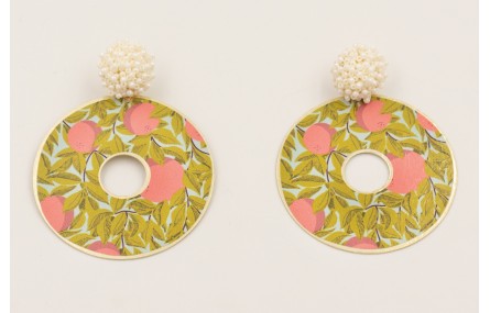 Pendientes perno disco abalorio perladao con colga