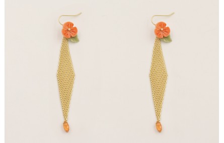 Pendientes gancho sencillo con malla en forma de r