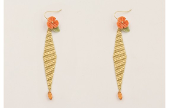 Pendientes gancho sencillo con malla en forma de r