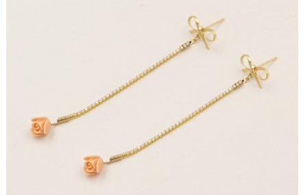 Pendientes lazada con cadena de strass mini crista