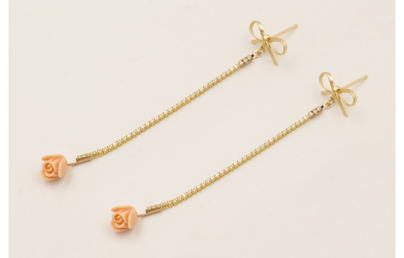 Pendientes lazada con cadena de strass mini crista