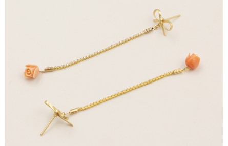 Pendientes lazada con cadena de strass mini crista