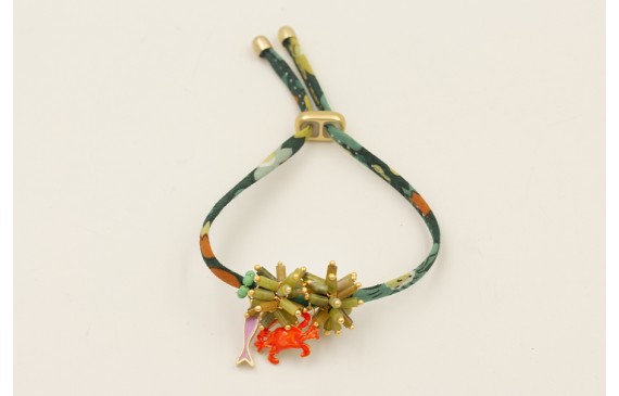 Pulsera liberti flores tonos verdes con burruño mi