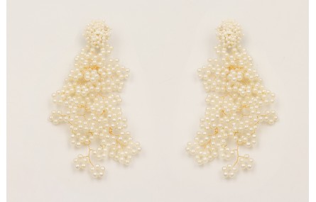 Pendientes ramas de perlas con disco abalorio enga