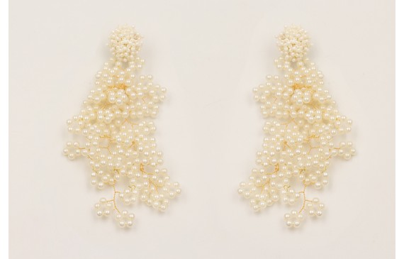 Pendientes ramas de perlas con disco abalorio enga