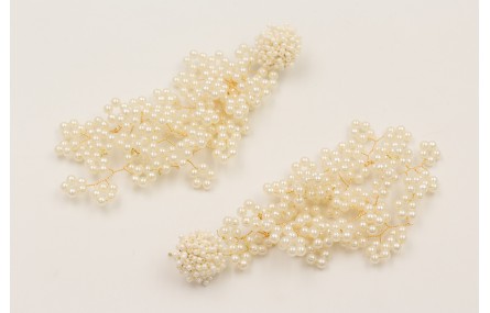 Pendientes ramas de perlas con disco abalorio enga