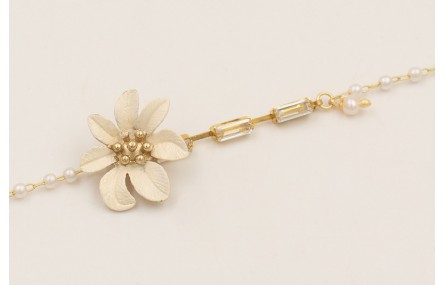 Pulsera cadena perlas, cadena strass bagette crist