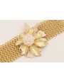 Pulsera malla con flor grande, mariposa esmaltada 