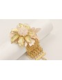 Pulsera malla con flor grande, mariposa esmaltada 