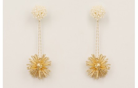 Pendientes cadena micro perla con bola estrella de