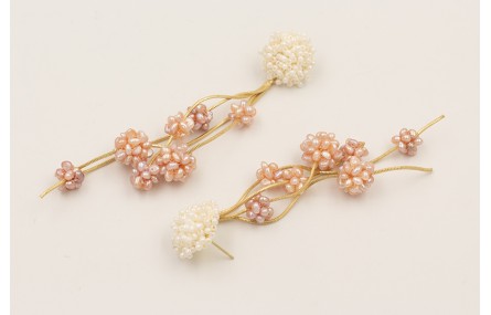 Pendientes fleco cadena dorado mate con bolas de p