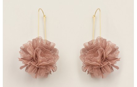 Pendientes eslabón con flores 6 pétalos moldeables