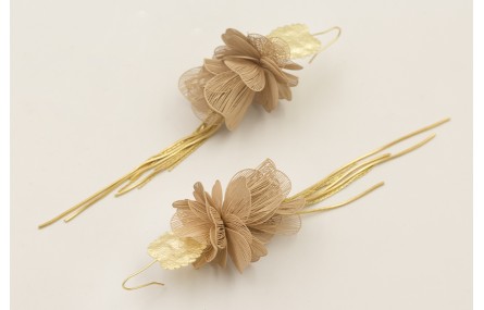 Pendientes perno hoja ovalada con flores moldeable