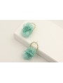Pendientes perno aro bolitas turquesas con flores 