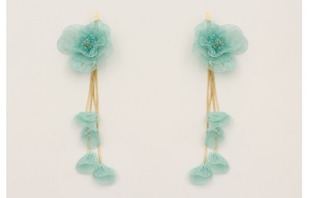 Pendientes lámina satinada con flores moldeables t