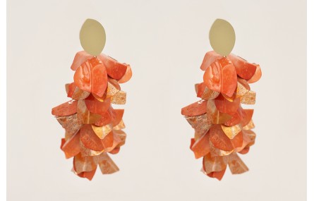 Pendientes perno ovalado dorado mate con cascada d